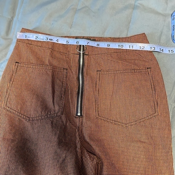 Retro Minimalist Houndstooth Pants 4 Edgy Rust Black Alt Trouser ASOS Zip Mod - Picture 15 of 16